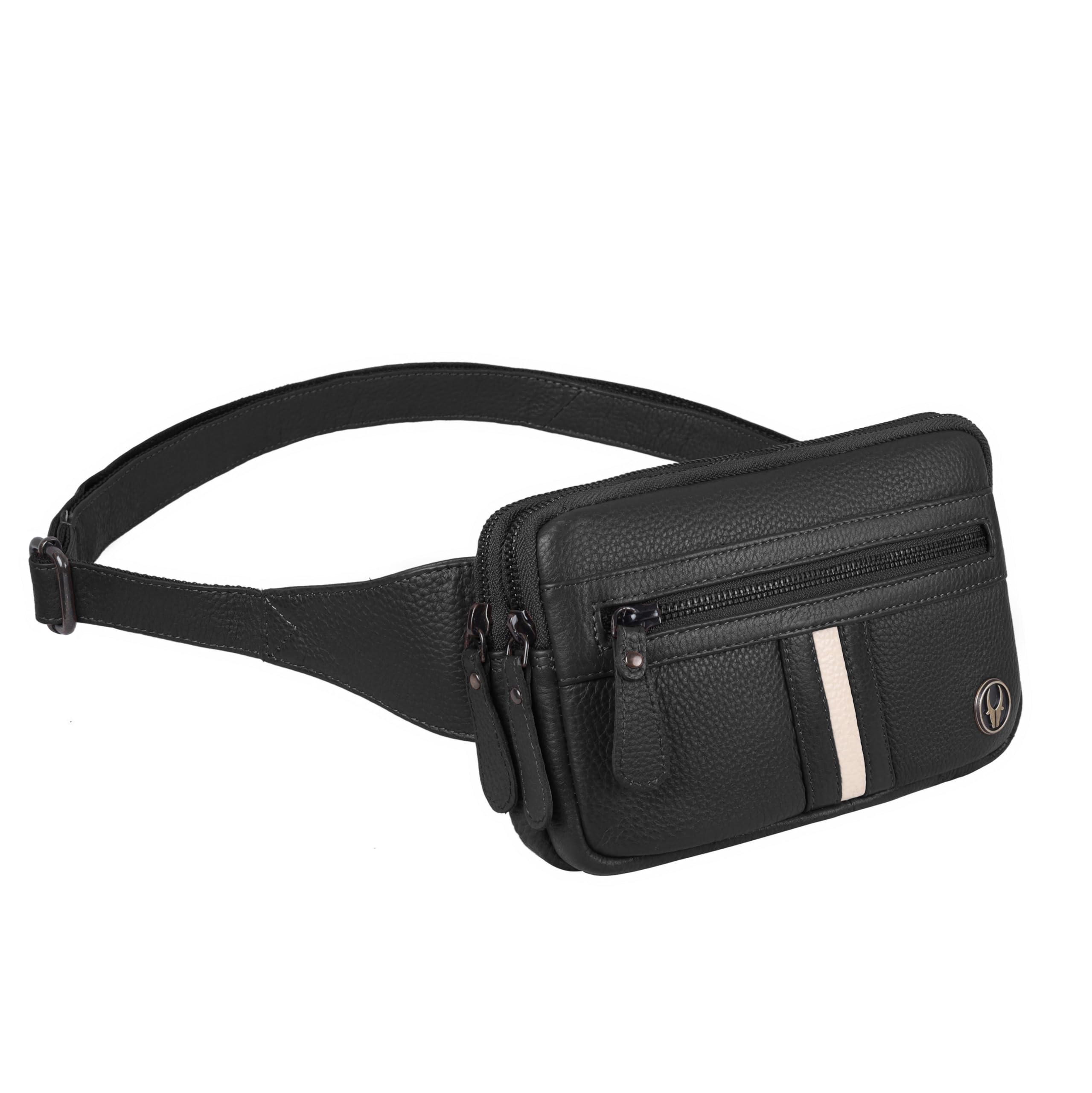 WILDHORN Genuine Leather Waist Bag for Men | Stylish Brown Fanny Pack with Adjustable Strap | 3 Compartments for Travel, Walking, Biking & Daily Use-picture-29