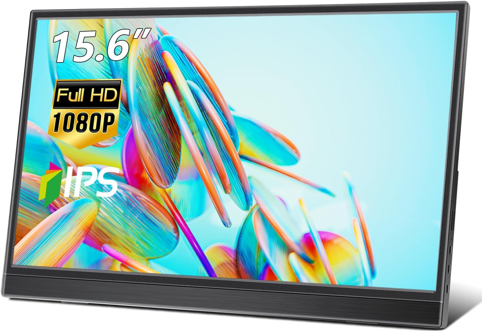 Portable Monitor 15.6 Inch, HDR 1920x1080P IPS Screen Laptop Monitor with Dual USB C HDMI, Built in Speaker Travel Monitor for Laptop/PC/Phone/Xbox/Switch/PS4