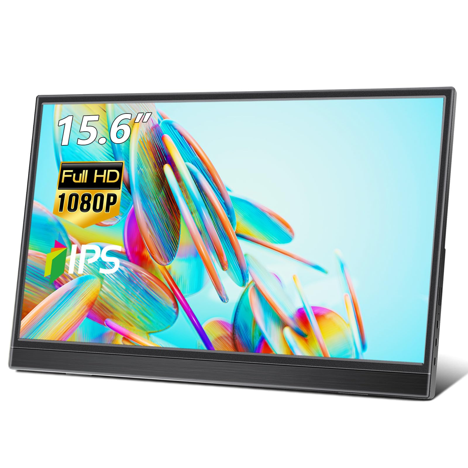 Portable Monitor 15.6 Inch, HDR 1920x1080P IPS Screen Laptop Monitor with Dual USB C HDMI, Built in Speaker Travel Monitor for Laptop/PC/Phone/Xbox/Switch/PS4