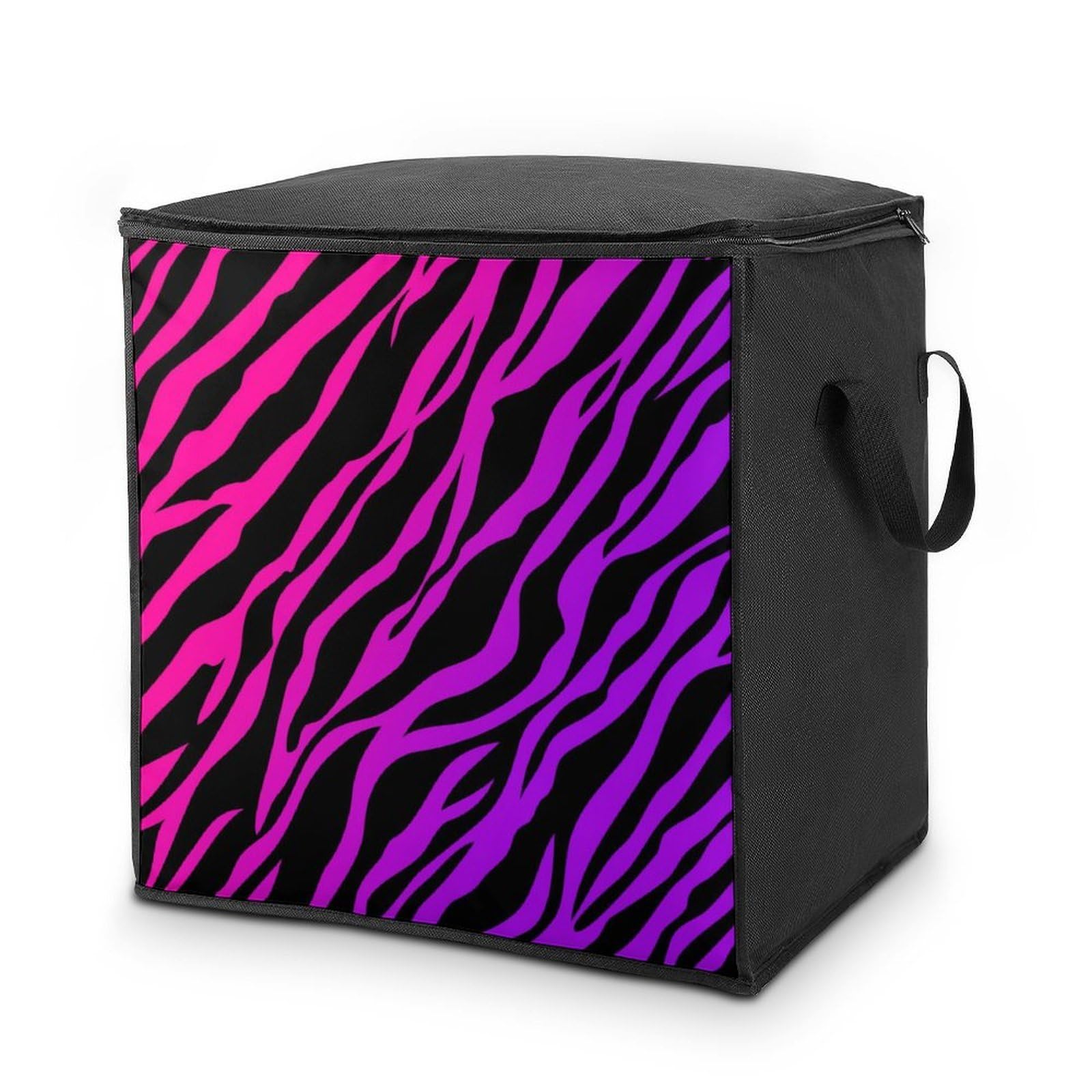 Lyfthologen 70L Storage Bags, Zebra Tiger Leopard Pink Storage Box with Lid Zipper And Handles, Clothes Bags for Quilt, Blankets, Bedding