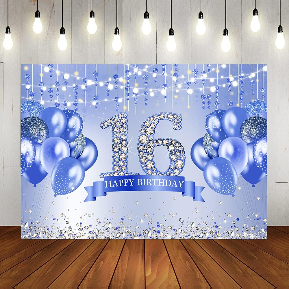 Buy Lofaris Blue 16th Birthday Party Backdrop Sweet Sixteen Birthday