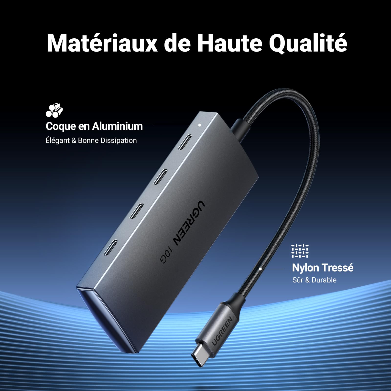 UGREEN 10Gbps Hub USB C vers 4 USB C 3.2 Gen2 Adaptateur Multiport | Coque en Aluminium Compatible avec MacBook iPad Air Pro Mac Mini M4 iMac Surface iPhone 17 Pro Max Air Galaxy S25 S24 Ultra