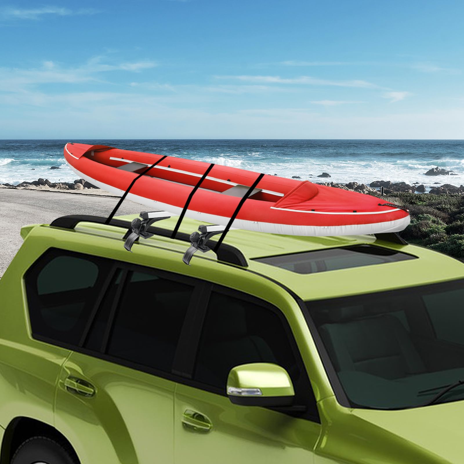 Barre portatutto per auto, universali, 75 kg, in alluminio, 122-130 cm, per SUV, auto, bagagli, bicicletta