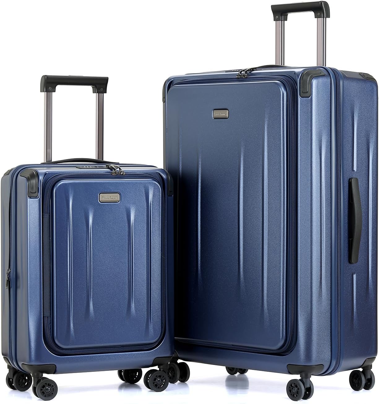 Carry On Luggage, 20Inch & 29 Inch Top Opening Airline Approved ABS+PC Hard Shell Suitcases with Silent Wheels, TSA Lock,Front Pocket and Wet-dry Separated Six-piece Set (Dark Blue, 20Inch & 29 Inch)