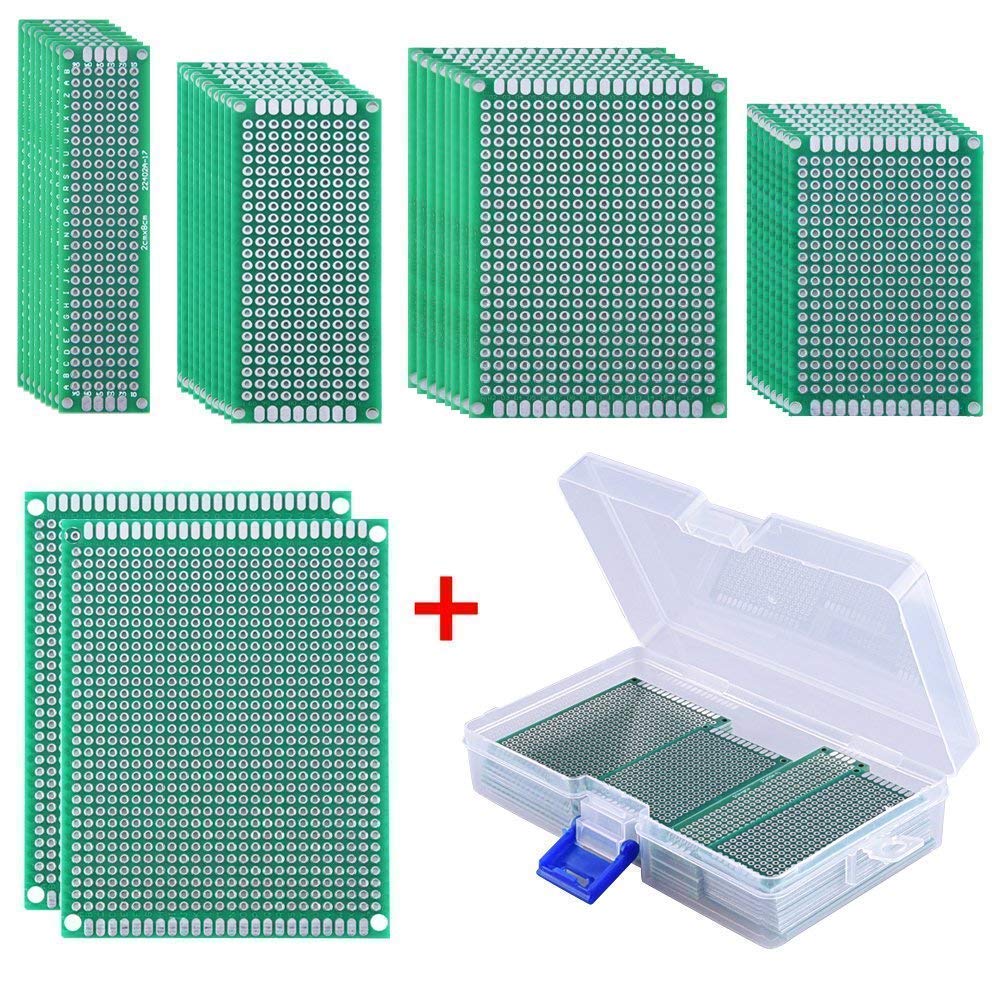 DollaTek 36Pcs prototipo Scheda PCB a Doppia Faccia 5 Dimensioni Protoboard Circuito Stampato Universale con Scatola per Fai da Te