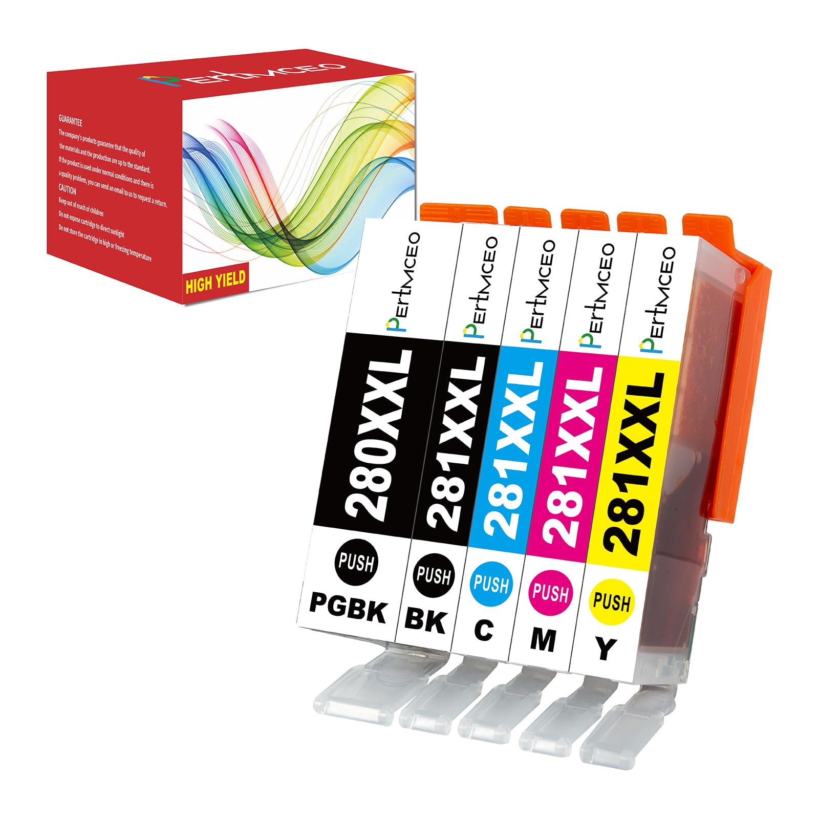 Pertmceo PGI-280XXL CLI-281XXL Ink Cartridges Replacement for Canon 280 281 Ink Compatible with PIXMA TR8622a TR8620a TR8622 TR8620 TR8600 TS9500