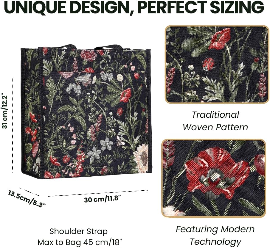 Signare Floral Shopping Tote Bag with Garden Flower Pattern