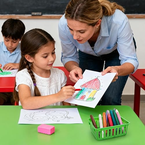 Miniatura 6 de DEAYOU Paquete de 24 cestas de almacenamiento para el aula, pequeñas cestas de plástico para organizar, bandejas de almacenamiento coloridas