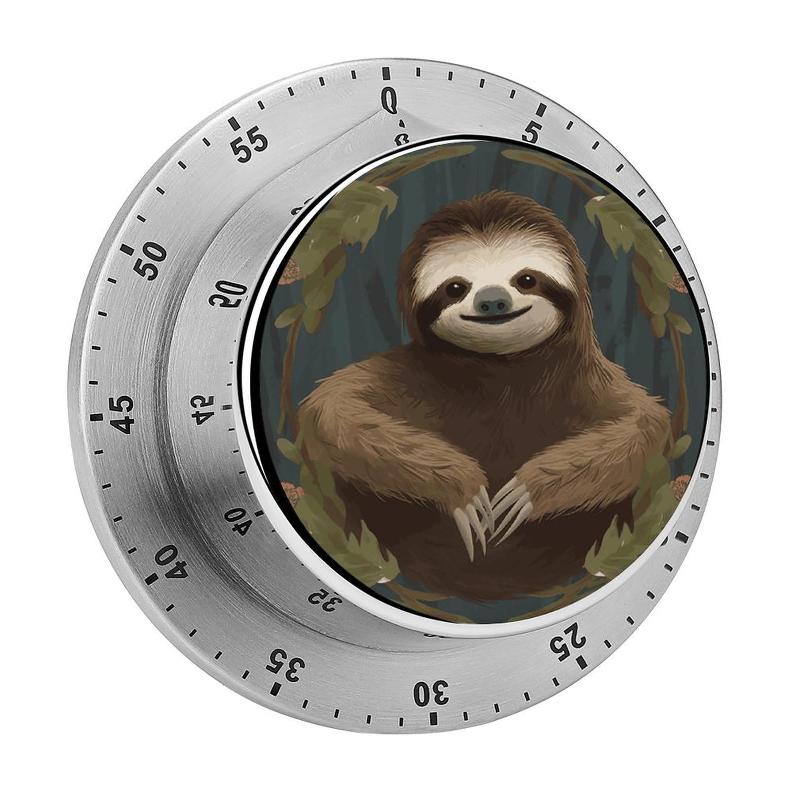 Sloth Timer Loud Mechanical Timer Stainless Steel 60-Minute Kitchen Timers Waterproof Chef Cooking Timers Sport Countdown Clock Portable Countdown Alarm Adult