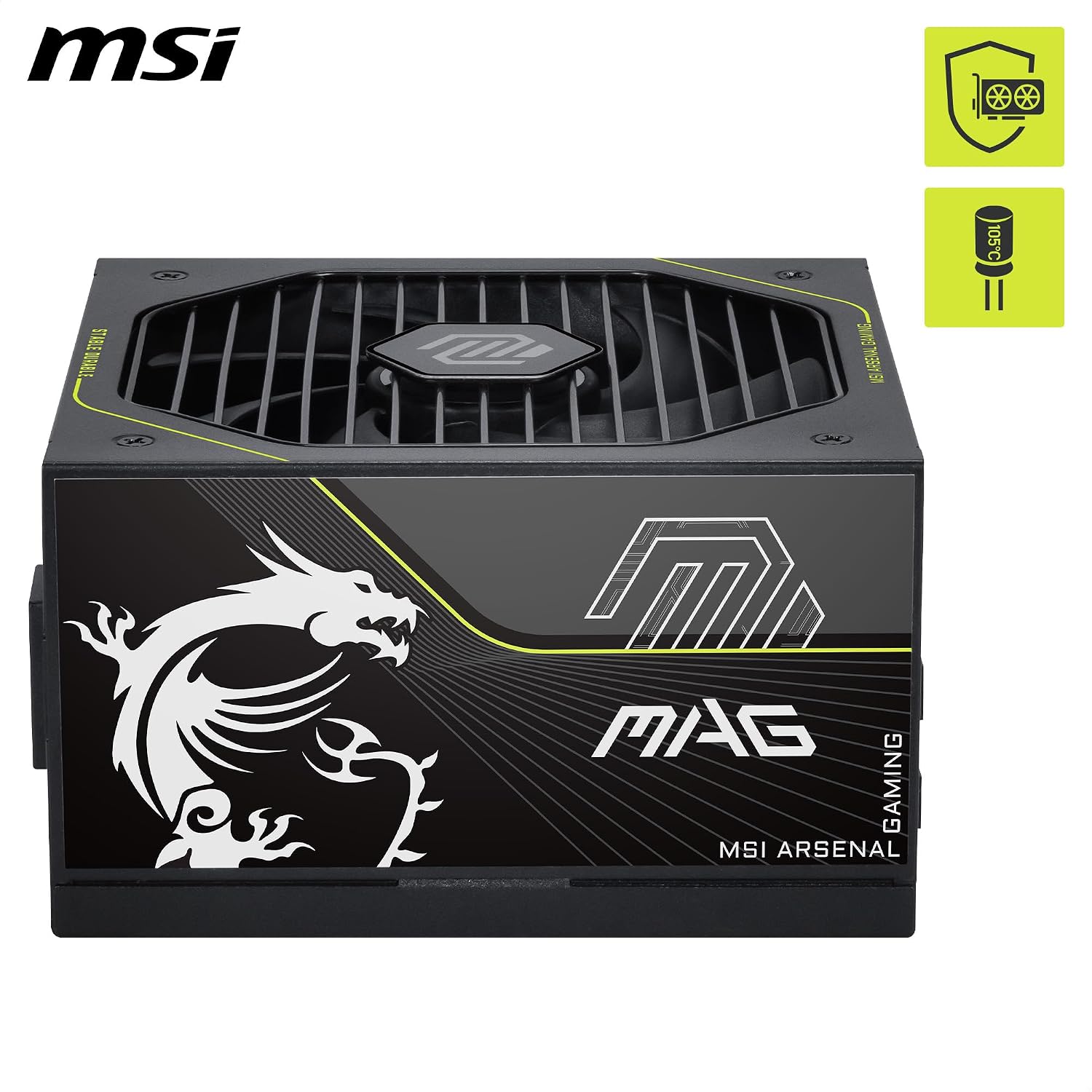 MSI MAG A1000PLS PCIE5, Fully Modular Gaming 1000W Power Supply, 80+ Platinum, Native 12V-2x6 Cables, GPU Safeguard, 105°C Main Capacitor, Fan Safeguard, ATX 3.1 & PCIe 5.1 Ready, 10 Year Warranty