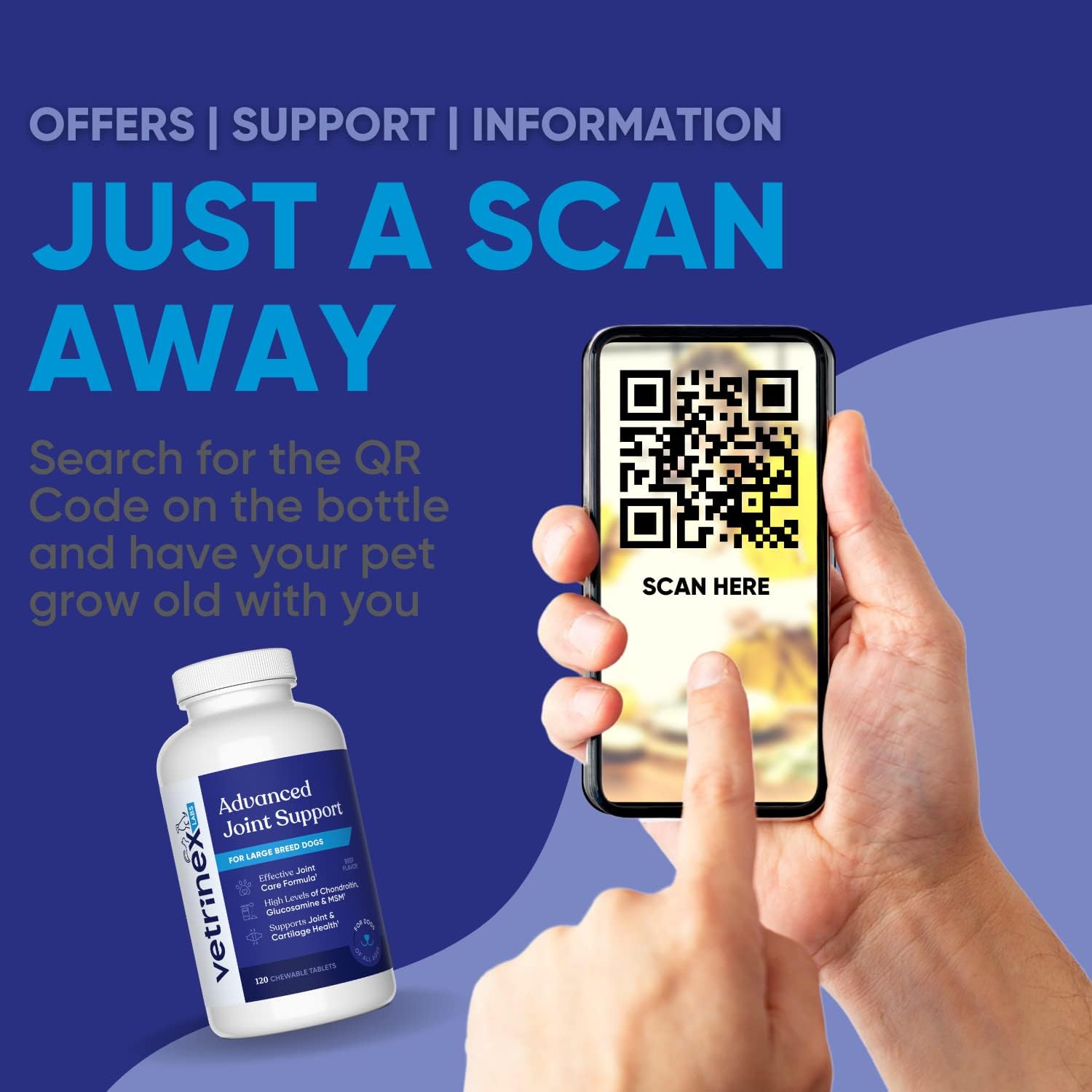 Joint Support Supplement for Large Dogs - Hip and Joint Chewable Tablets for Small, Medium & Large Breed Dogs with Glucosamine, Chondroitin, and MSM, Beef Flavor, 120 Tablets