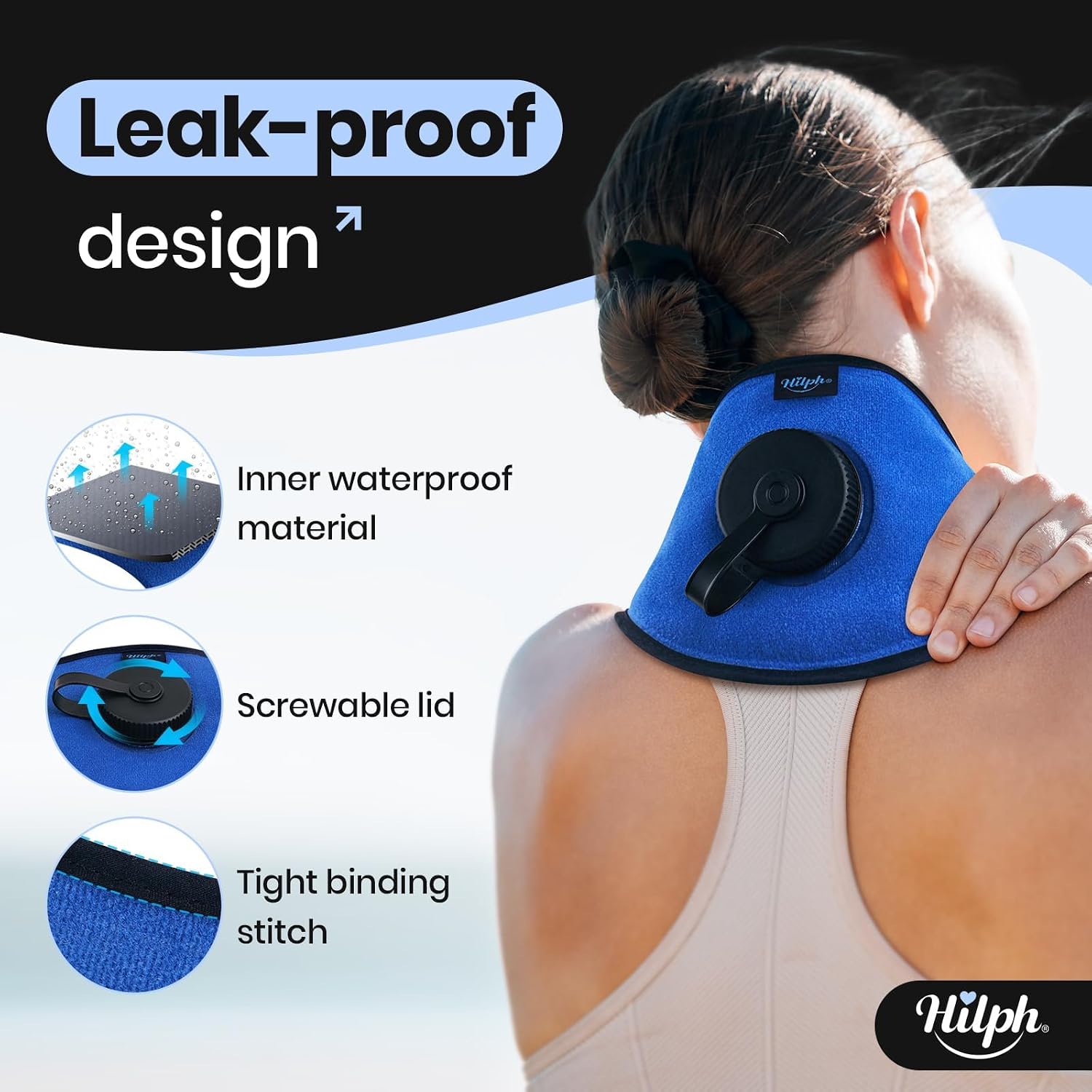 Hilph Refillable Neck Ice Pack Wrap, Wearable Ice Bag for Neck Pain Relief & Cooling, 2 Hours Long Lasting Cold Therapy for Muscle Relief, Hot Flashes, Summer Heat, Headache, Migraine, Injuries