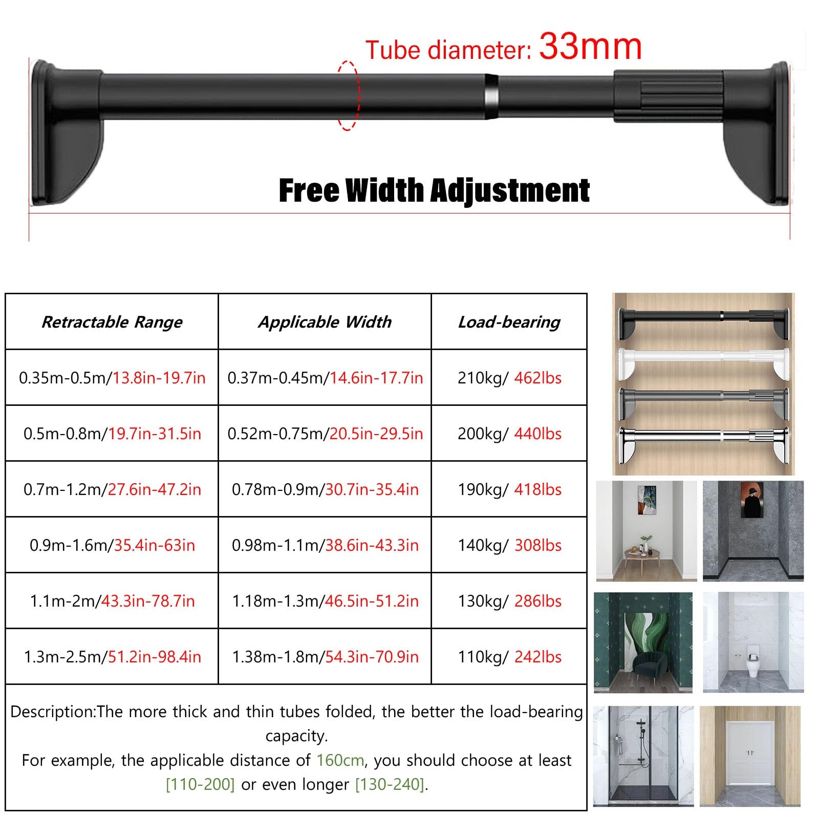 Garment Rack Extender Adjustable Clothes Rod Hanging Closet Rod Extender, No Drill Adjustable ...