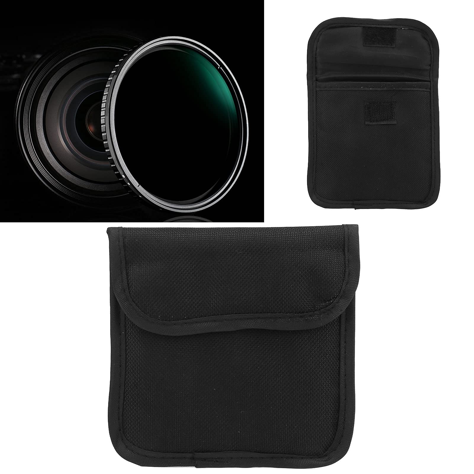 Akozon Étui de Filtre Un Filtre D'objectif de Caméra de Poche Étui de Transport en Nylon Sac de Rangement étanche pour Filtres Jusqu'à 82 Mm 1 Sac de Rangement de Filtre D'objectif de Poche