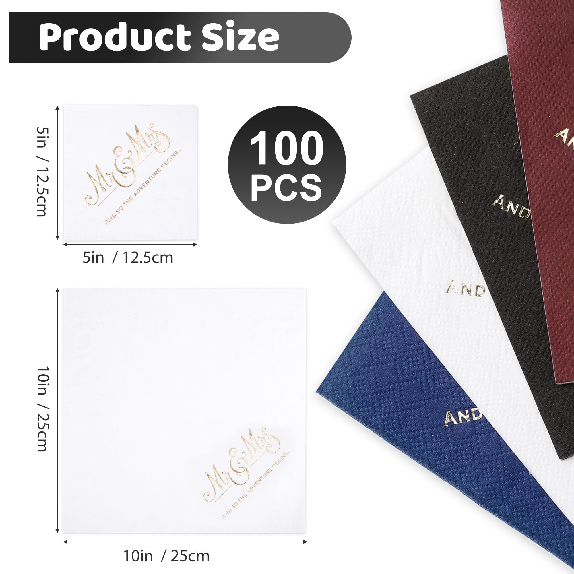 Gold Foil Wedding Napkins - 100 Count -2 Gold Foil Wedding Napkins - 100 Count -2
