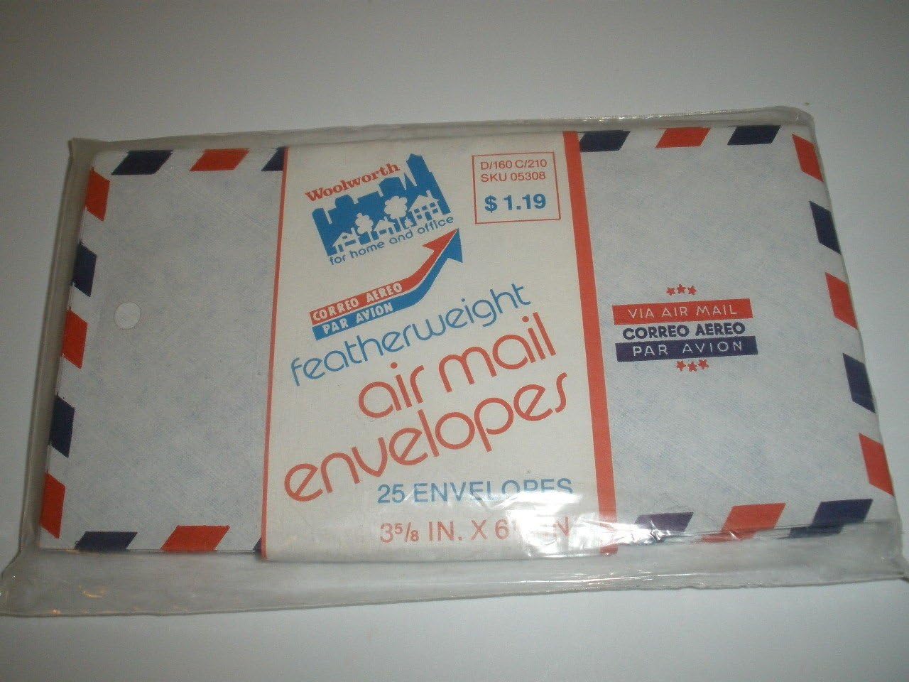 Vintage Air Mail Envelopes 3 5/8" x 6 1/2" pack of 25 - Via Air Mail / NEW