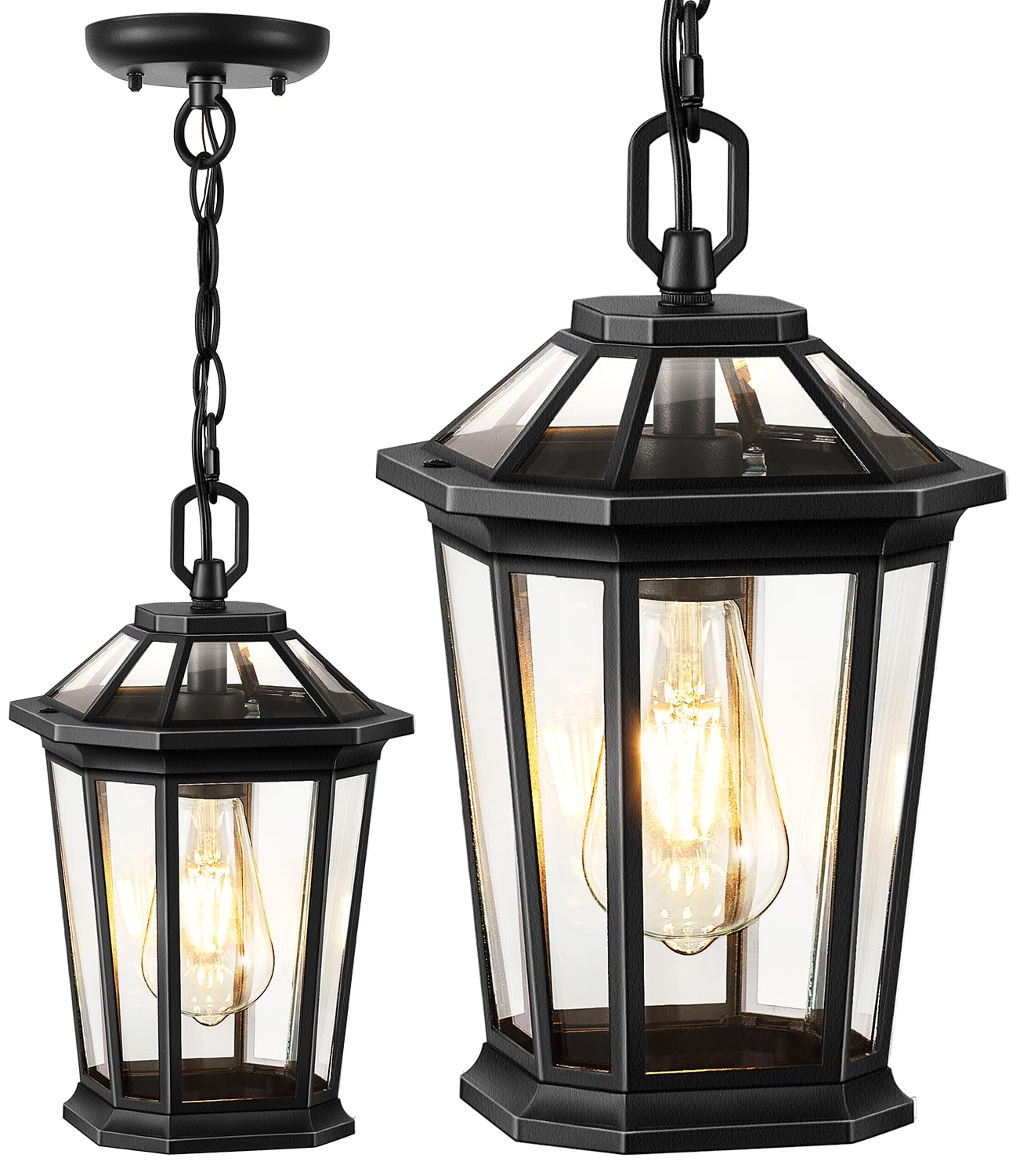 VIANIS Outdoor Pendant Lights, Black Modern Hanging Outside Lantern