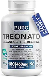 Magnésio L-Treonato Puro Nutrition + Quelato, Alto Teor de Magnésio por Porção, 180 Cápsulas