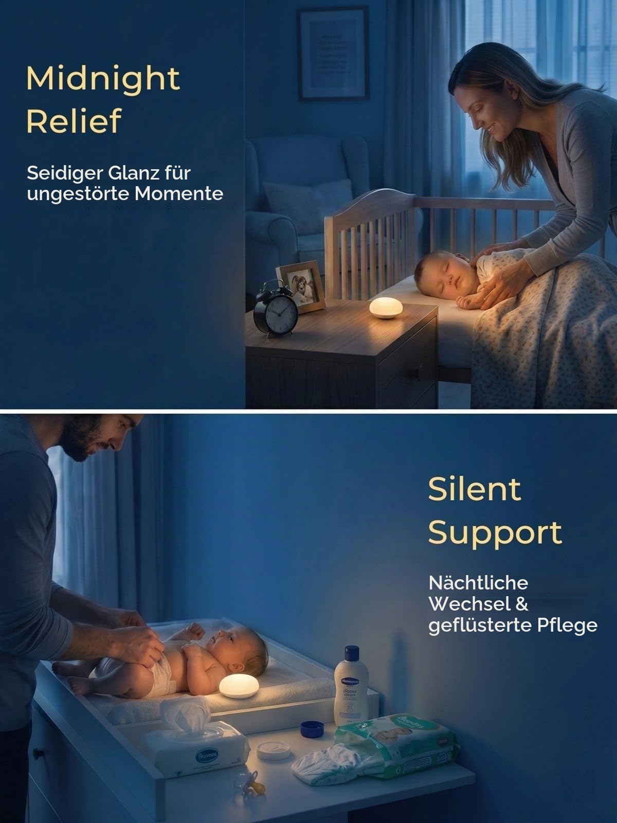 Anico Baby Night Light, Minimalist Nursery Lamp for Breastfeeding, Soft BPA-Free Silicone Touch, Eye-Caring, Easy Flip Design, Stepless Dimming, 1-Pack