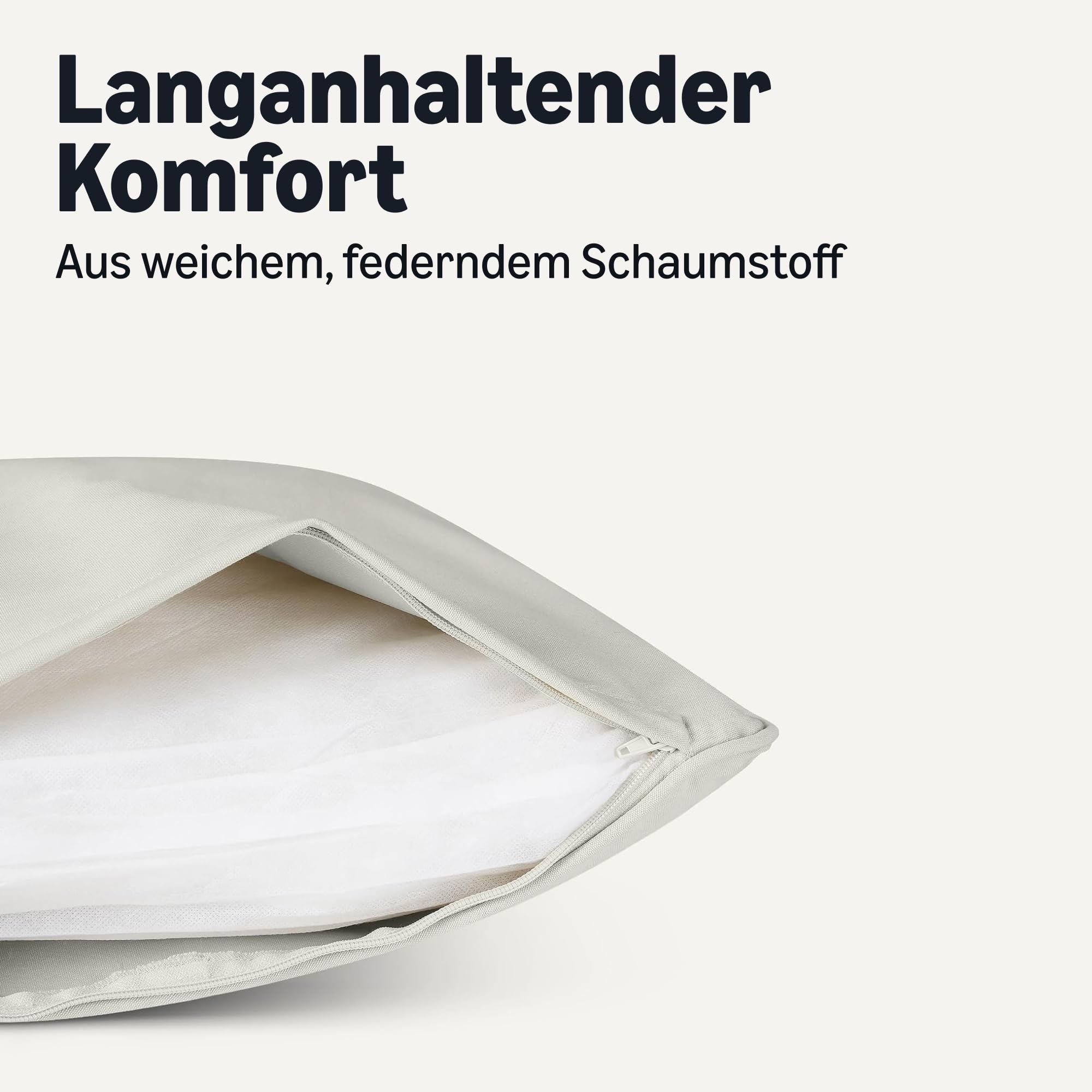 Amazon Basics Sitzkissen für Terrassenstühle mit Rückenlehne, Outdoor-Kissen mit Elastischem Polster, Wasserabweisend, 55,9cm x 55,9cm x 7,6cm, Beige, 1er-Pack