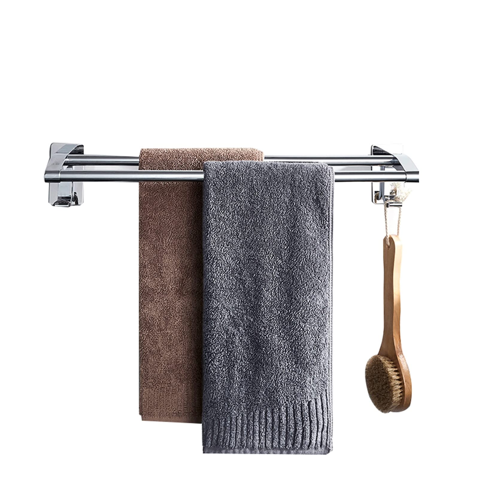 Porte-serviettes double en acier inoxydable 520 mm mural pour salle de bain