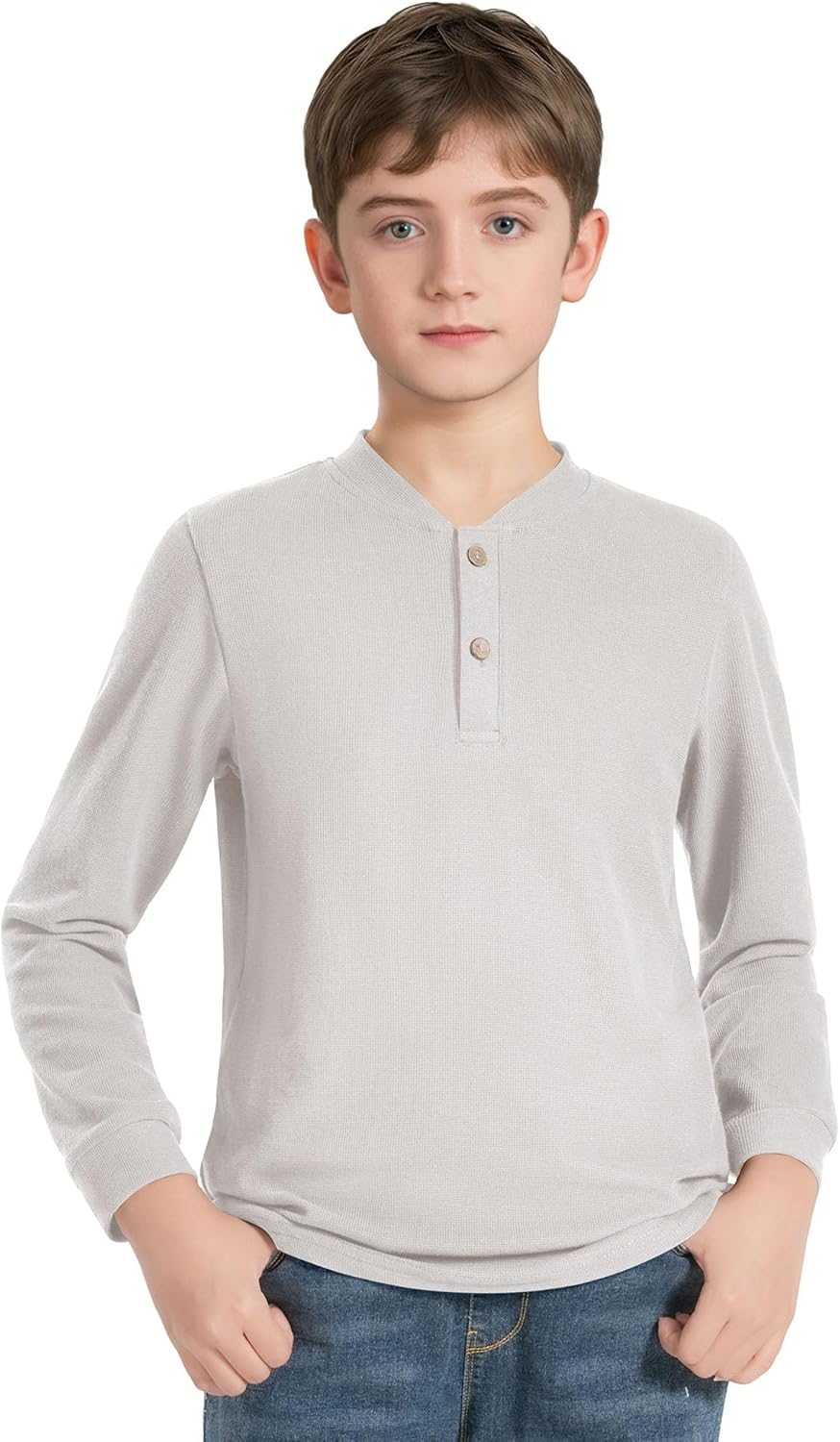 Boys Henley Long Sleeve Shirts Cotton T-Shirts for Boy Spring Fall Winter Kids Casual Basic Tee Tops 7-14 Years - Image 2