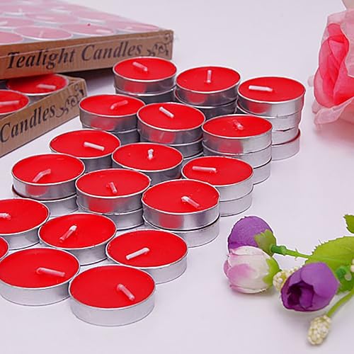 Miniatura 3 de 50 velas sin perfume Tealight de la fiesta de boda Velas decorativas de té - rojo
