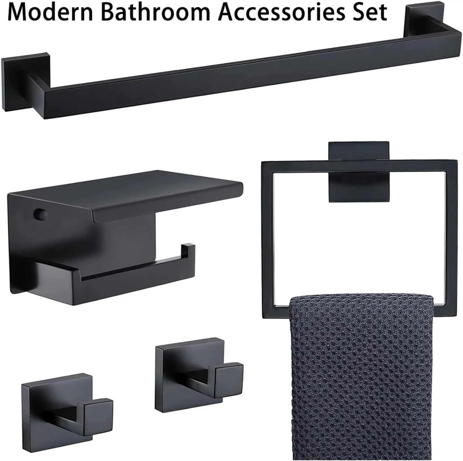 Bathroom Set Stainless Steel Towel Ring Holder Toilet Paper Bar Rail Rack Hanger Hook Hardware(Gold)