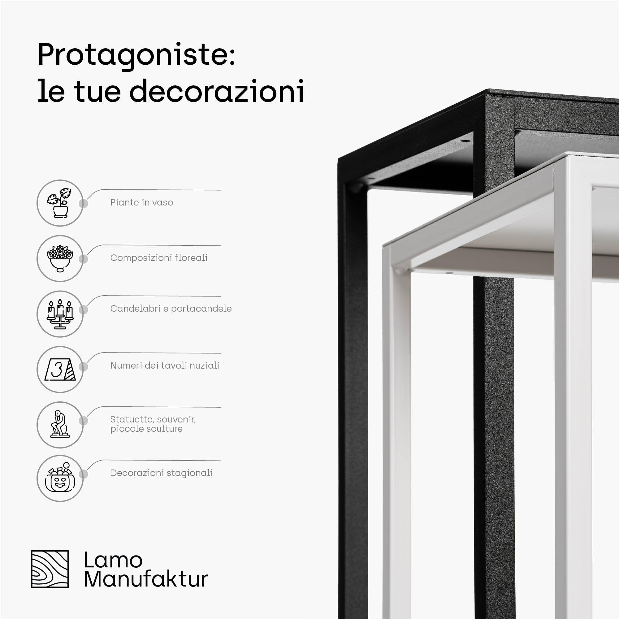 LAMO Manufaktur Set di 3 supporti per piante 28/48/68 cm - Porta fiori in metallo bianco | Portavasi da interno design moderno, tavolino per sculture e decorazioni | Mobile tavolino per piante
