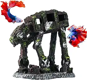 Saim Decoração de Aquário Robô Cachorro Monolítico Star Wars, Resina Verde Moderno, Tamanho 14x8x15 cm, Ideal para Peixes e Aquários de 5-50 Galões