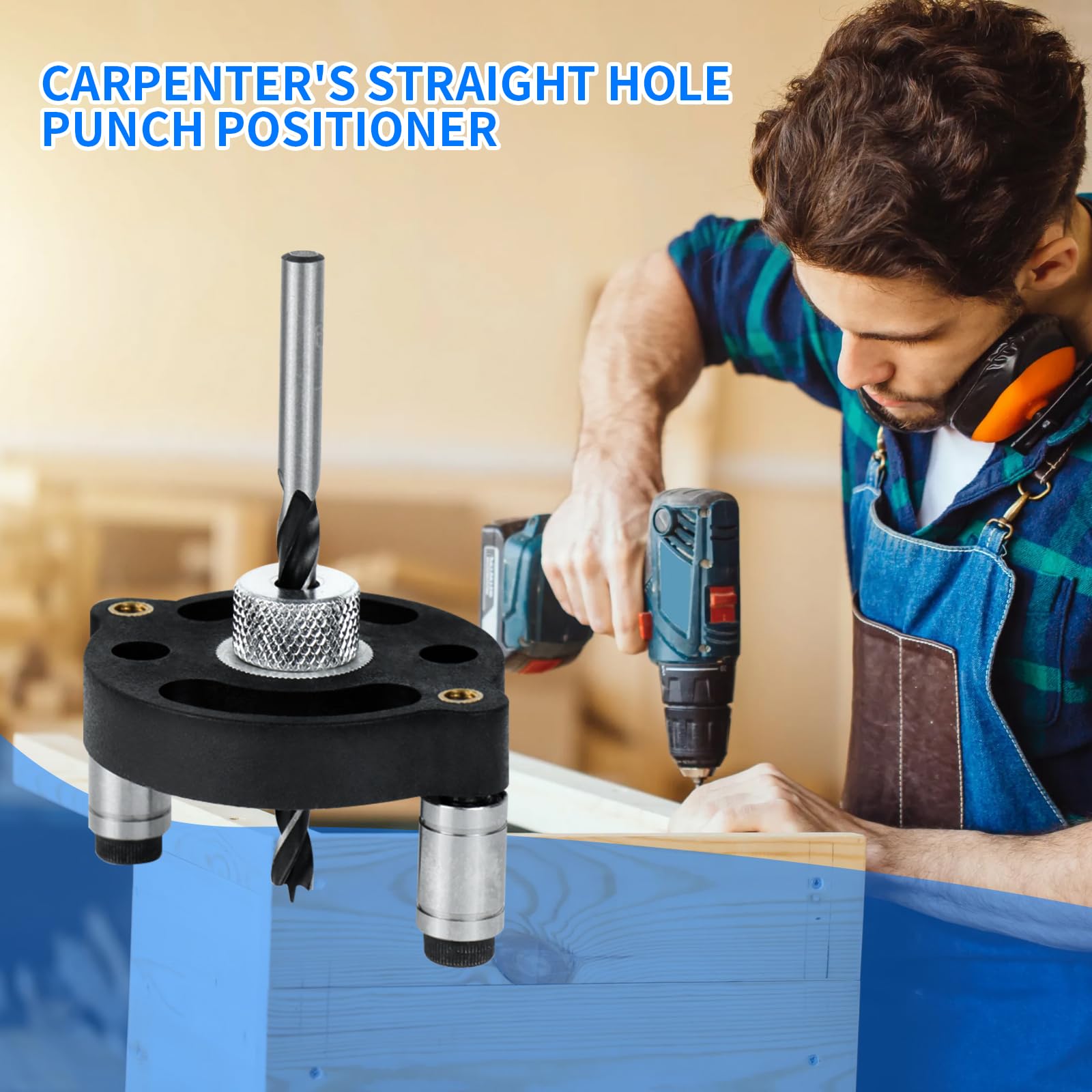Drilling aid vertical drilling, equipped with drill and wire spool, woodworking drill hole locator - Image 3
