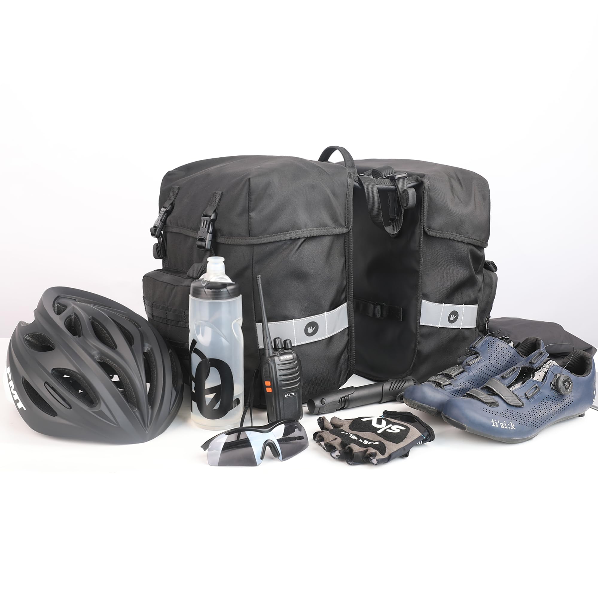 Borsa Da Bicicletta Rhinowalk 40 Litri - Doppia Borsa Da Sella Per Portapacchi Posteriore, Con Maniglia E Finiture Riflettenti, Colore Nero