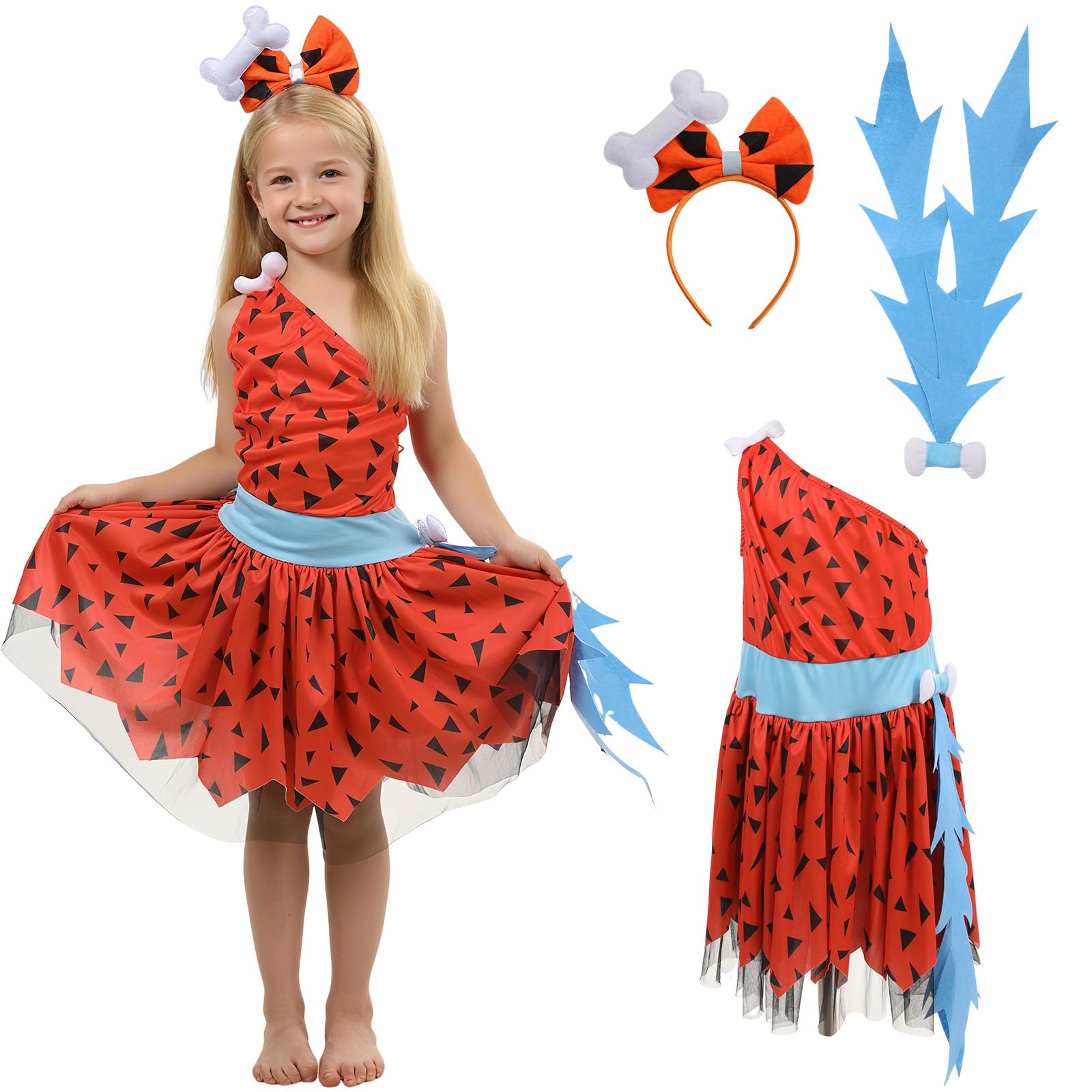 JoyinTcos Stone Age Costume Girls Caveman Appliques Kid Baby Girls Historical Toddler Caveman Prehistoric Cave Stone