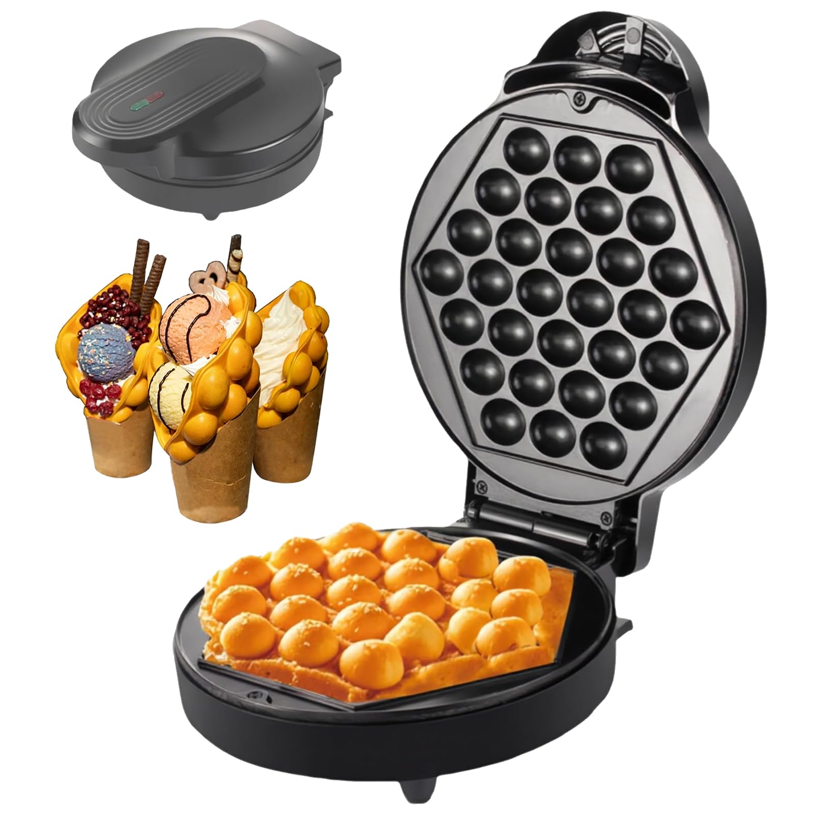 Gofrownica Bąbelkowa O Mocy 1000 W, Gofr Jajeczny W Stylu Hongkońskim Z Dwustronnym Ogrzewaniem I Powłoką Nieprzywierającą, Gofrownica Bąbelkowa Do Restauracji Kawowej, Sklepu Z Deserami Domu Komercy