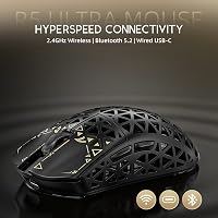 ATTACK SHARK R5 Ultra Szénszálas Gamer Egér, 39g Szuperkönnyű, 8000Hz Vezeték Nélküli, 42000 DPI, PAW3950MAX Szenzor, Bluetooth/2.4G/Vezeték 7