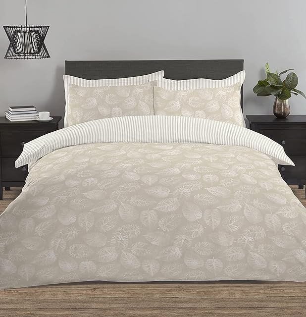 Night Comfort Percale Duvet Cover Set with Pillowcase - Luxury Cotton Blend Reversible Bed Set Quilt and Pillow Cover (Soft Beige, Double)