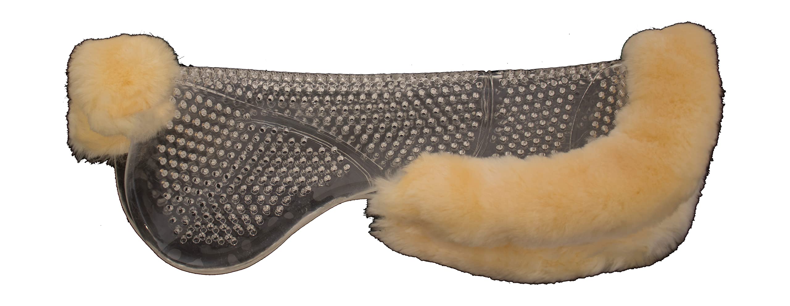 Engel Reitsport | Gel-Trim-TRA-MED | Gelpad Trim transparent | helles Gel Sattelkissen mit Lammfell Kranz | optimale Druckverteilung | Antirutsch | perforiert
