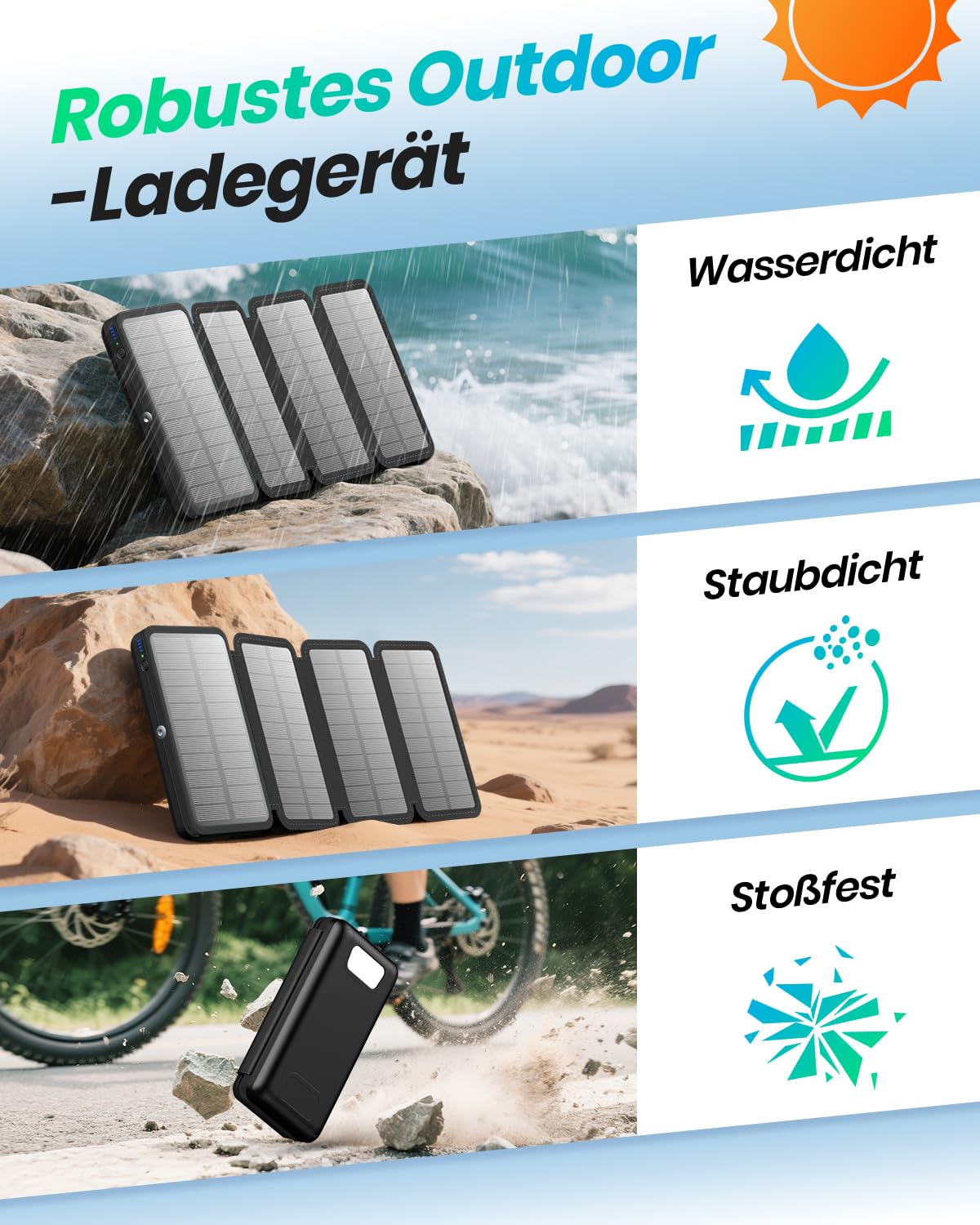 Solar Powerbank 20000mAh – A ADDTOP Solar Ladegerät mit 22.5W Schnellladung – Bild 4