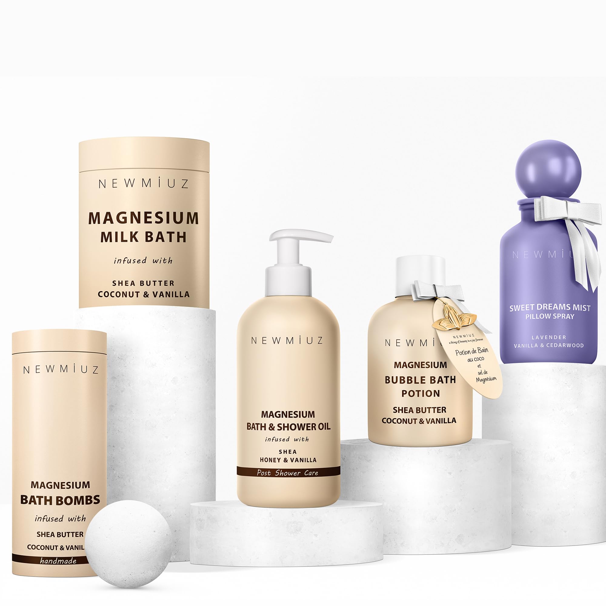 Baño de burbujas de magnesio, burbujas espumosas de larga duración, hidratante, manteca de karité, coco, vainilla, alivio relajante del estrés, regalo calmante de spa para cumpleaños, Navidad