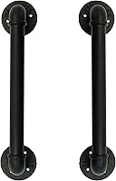 Vista 1 de FOYO Juego de 2 manijas industriales para puerta de tubería, barra de agarre, toallero, pasamanos de hierro fundido rústico antiguo, negro mate