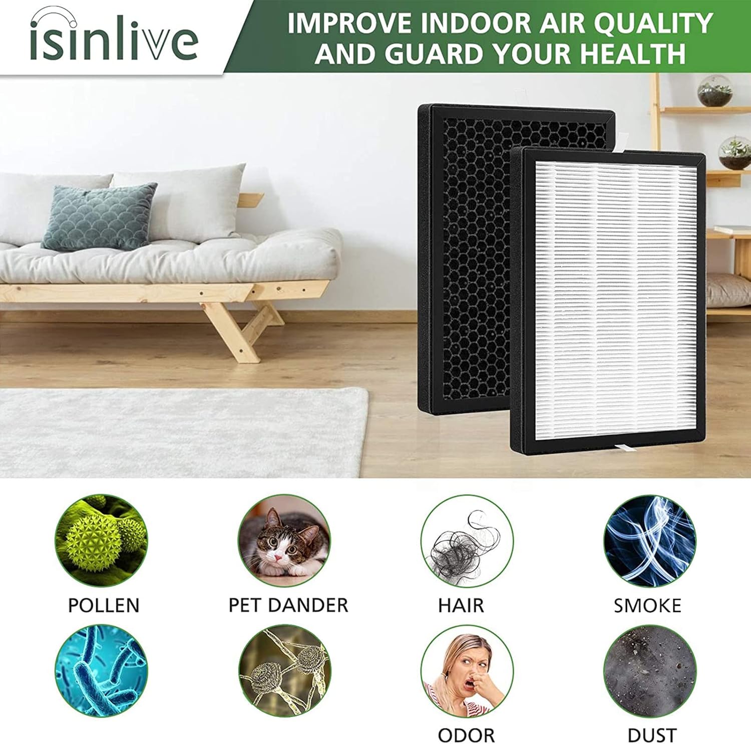 2 Pack GL-FS32 Replacement Filter Compatible with MOOKA/KOIOS GL-FS32 & Azeus GL-FS32 Air Purifier, 3-in-1 Filtration for Mooka GL-FS32 Replacement Filter - Image 7