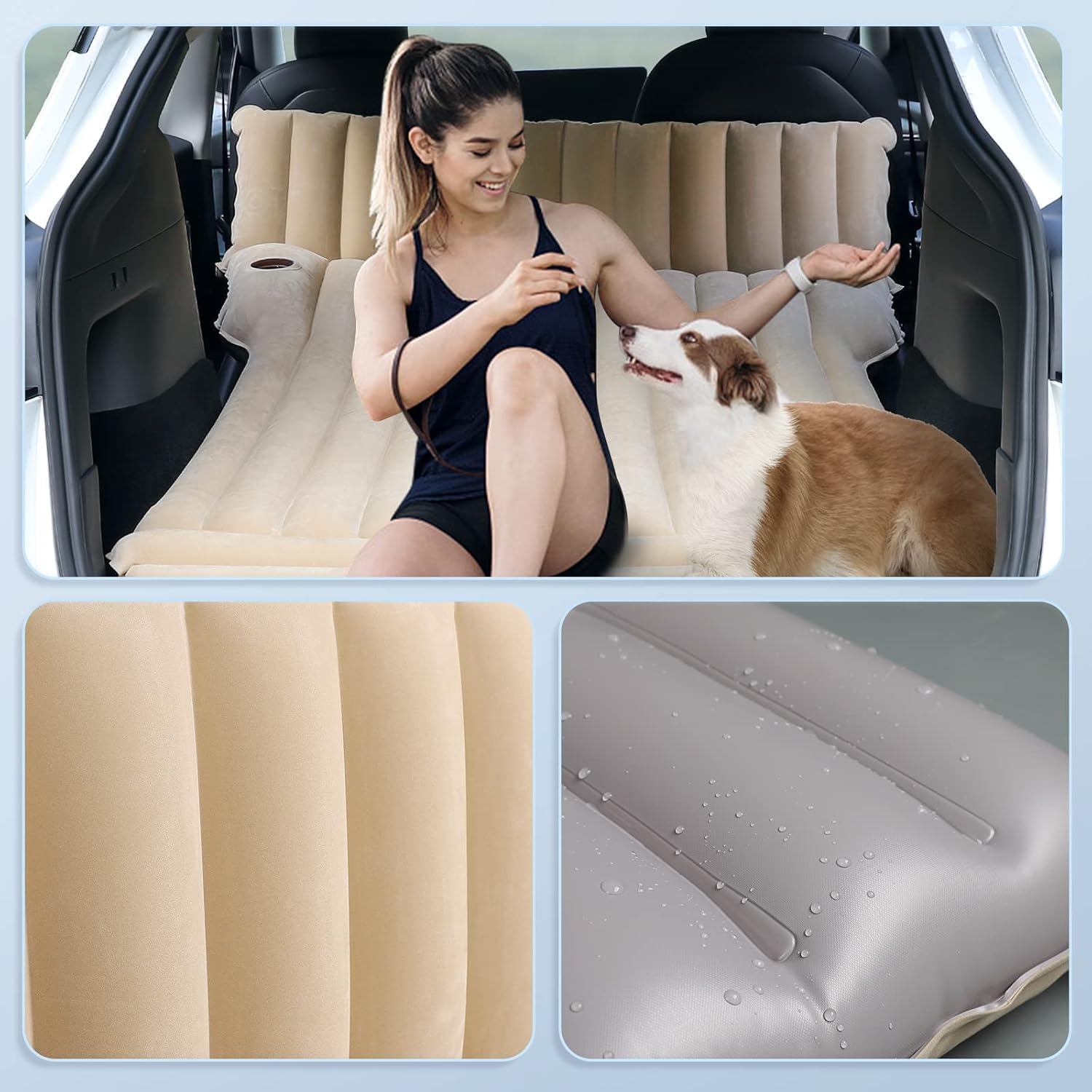 topfit Materassino Gonfiabile SUV per Campeggio, Letto ad Aria da Viaggio per Esterni, per Tesla Model Y Juniper/Model 3 Highland con 2 Cuscini