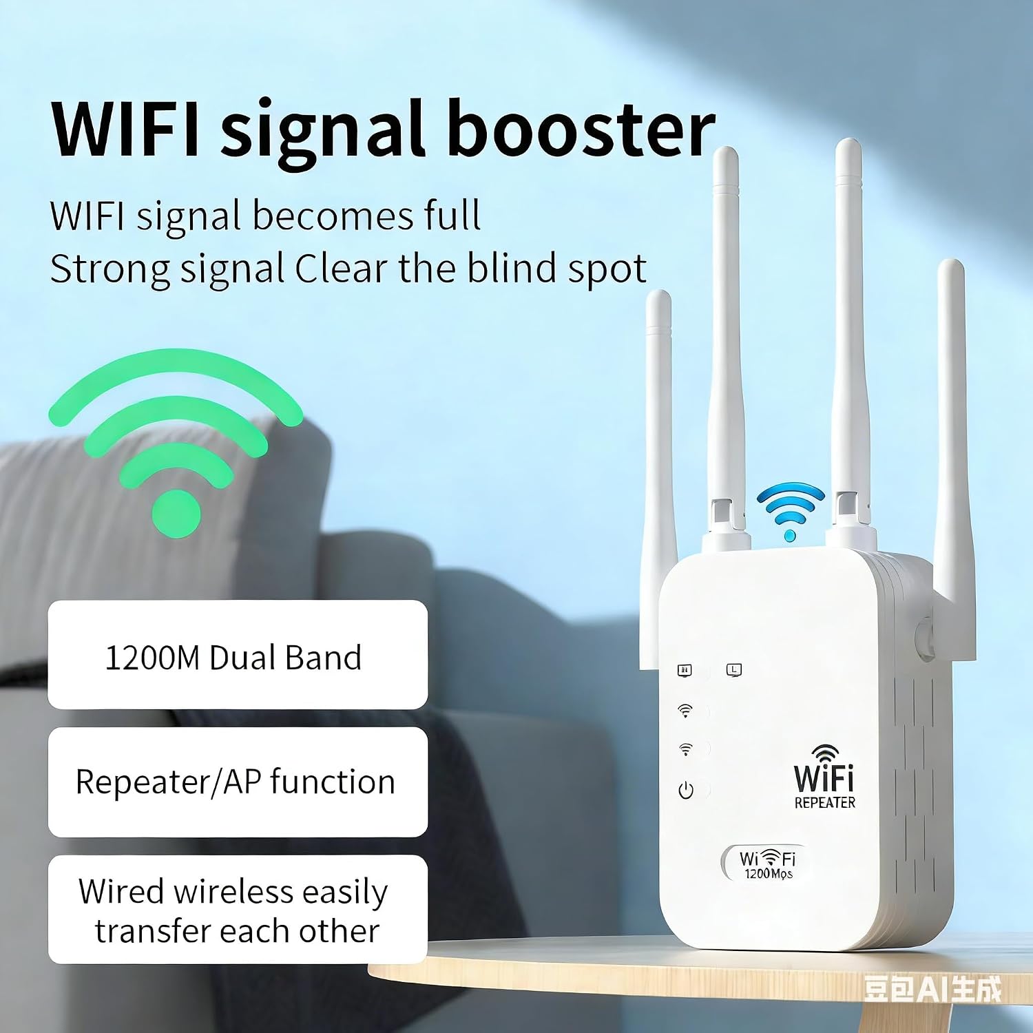 2026 WiFi Extenders Signal Booster for Home, 1200Mbps Dual-Band 5GHz 2.4GHz Signal Long Range Up to 10000 sq. ft & 50 Devices (4 Antennas)