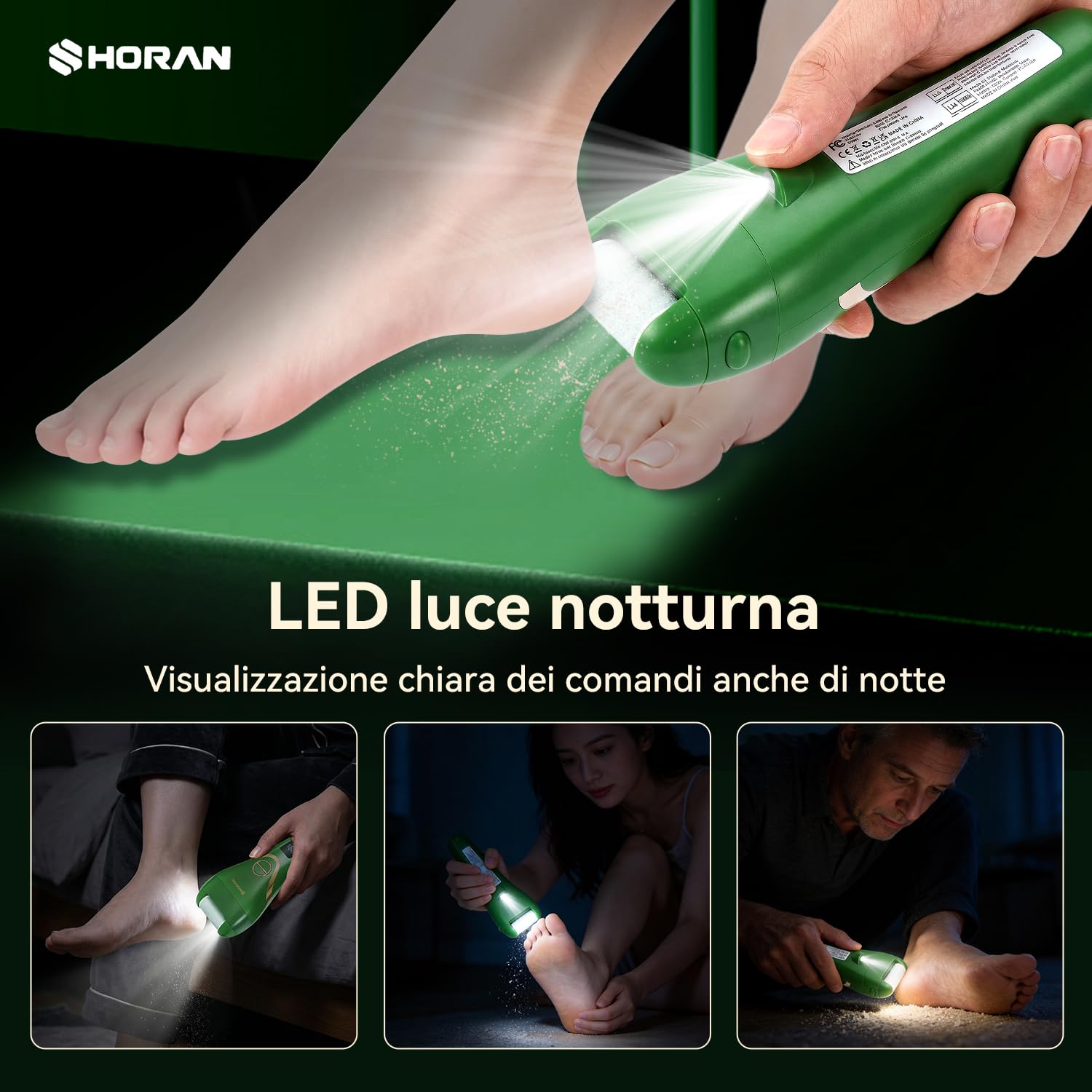 SHORAN Pedicure Elettrico Professionale Piedi, Rimuovi Duroni e Calli Piedi Rimozione Ricaricabile per Eliminare Gratta Togli Leviga Cura Pelle morta e Talloni screpolati, con 3 Rulli e 2 Raspa Piedi