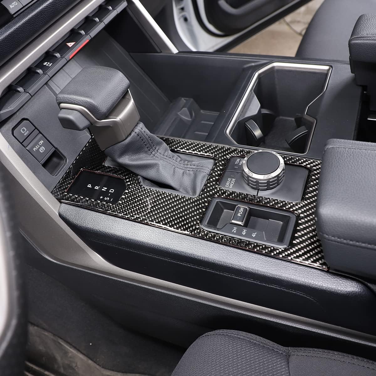 TOYCIDFG Center Console Gear Shift Panel Cover Trim Compatible with Toyota Tundra 2022-2026 Pickup Truck, Soft Carbon Fiber Car Decoration Accessories (Center Console Gear Shift Sticker)