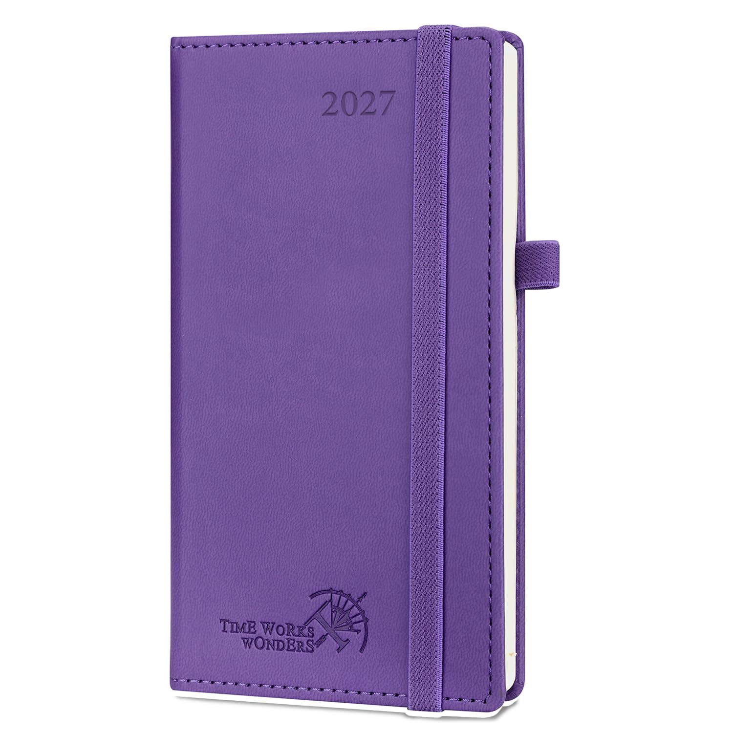 POPRUN Slim 2027 Pocket Diary Week To View (16.3x8.8cm) PU Leather hardback