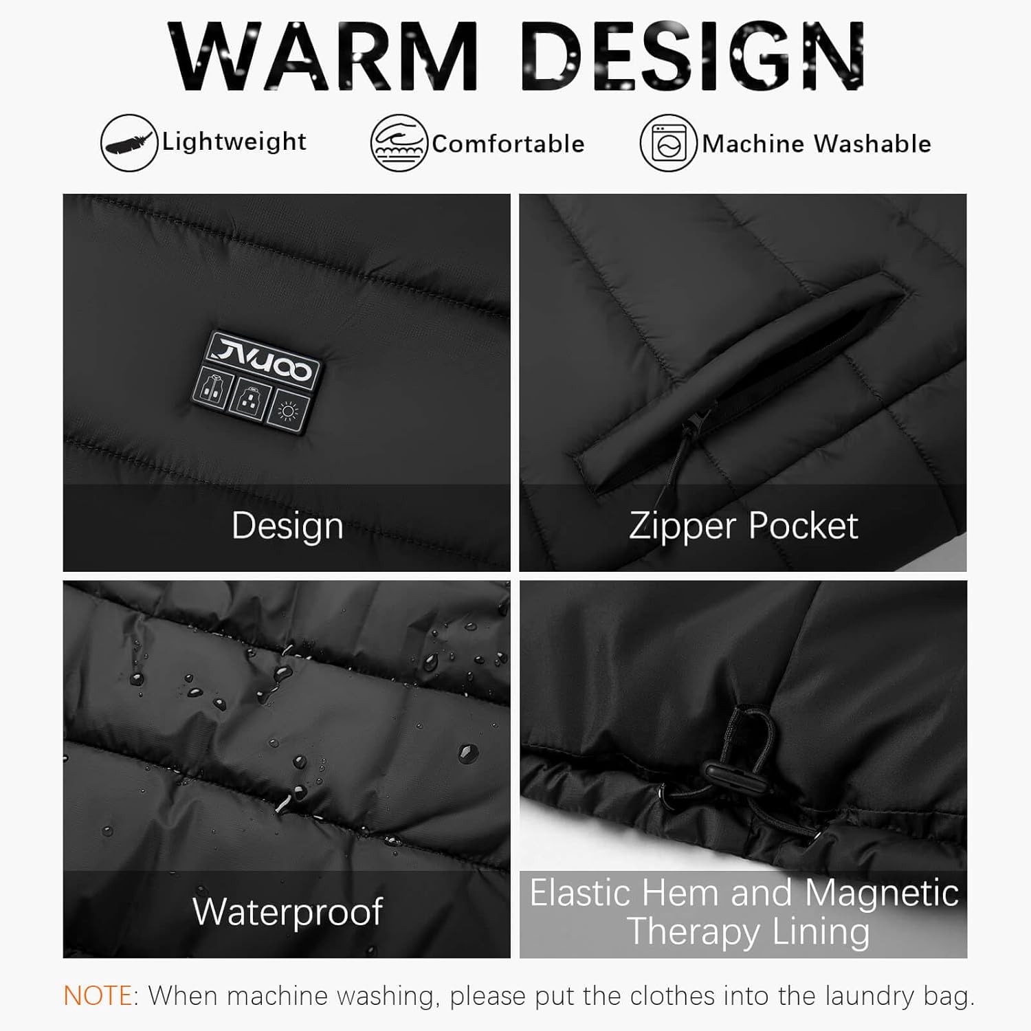 Lightweight Heated Vest for Men with Battery Pack 7.4V, 3 Temperature Control Rechargeable Apparel USB Battery Included - Image 4