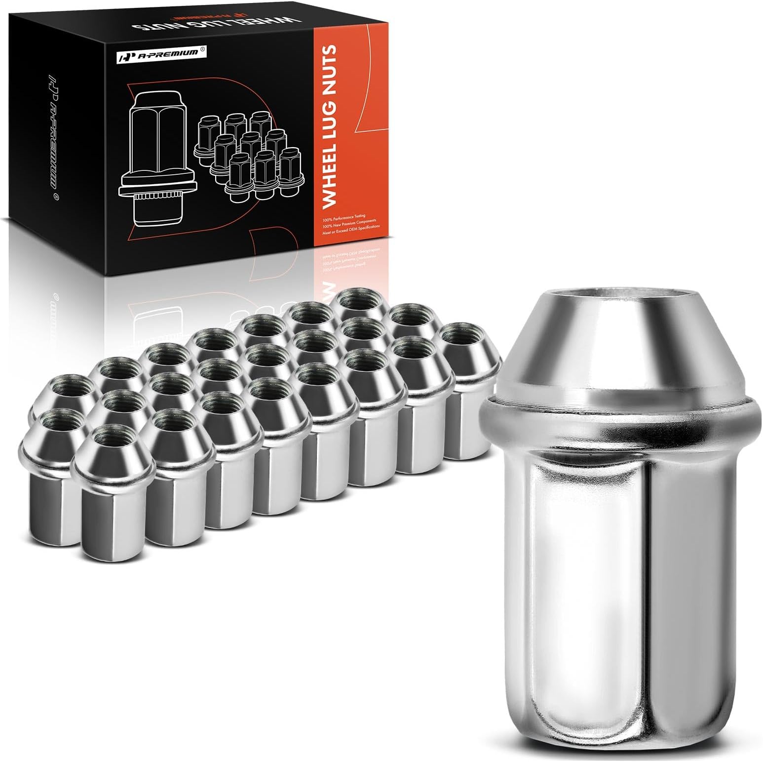 A-Premium 24-PC Wheel Lug Nuts M14-1.5 Compatible with GMC Sierra, Savana, Yukon & Chevrolet Silverado, Avalanche, Suburban, Tahoe, Traverse & Buick Enclave & Cadillac Enclave & Outlook