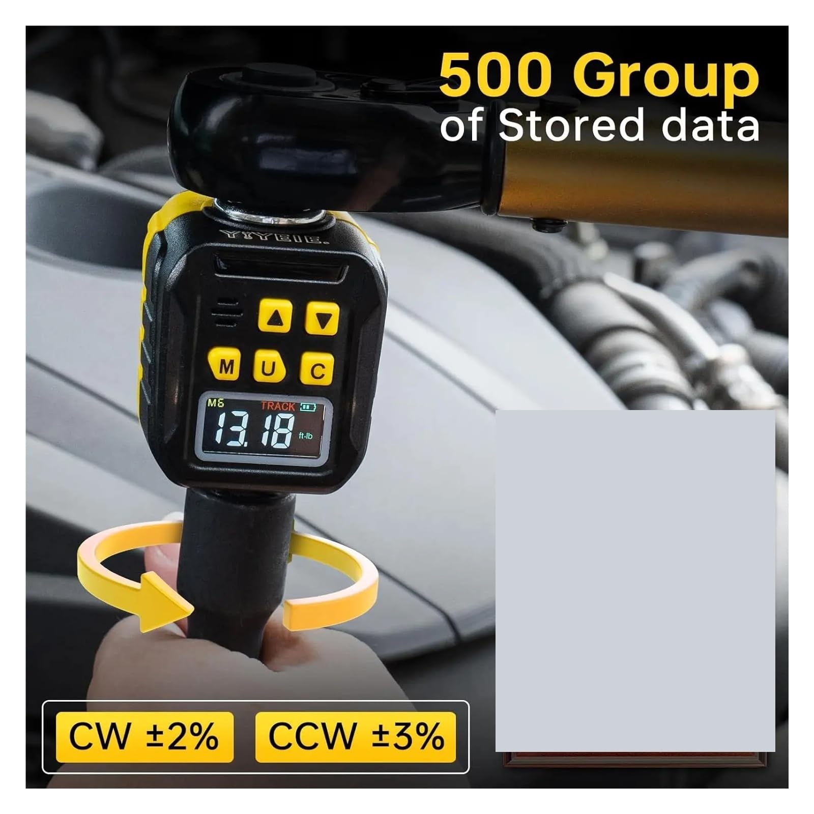 Cyfrowy adapter momentu obrotowego z napędem 1/2", 12,5–250 ft-lb/17–340 Nm, wyświetlacz LCD, dokładność ±2%, uniwersalny miernik Wielofunkcyjna konwersja