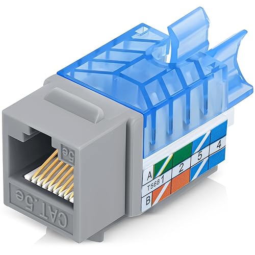 Miniatura 17 de Everest - Paquete de 50 conectores Keystone RJ45 Cat6 en ángulo de 45°, color negro, conectores RJ45 hembra de perfil delgado, conector Keystone Cat